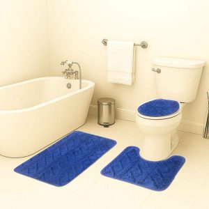 طقم أرضيات حمام موكيت مجدّل 3 قطع مقاوم للانزلاق