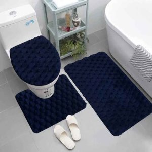 طقم أرضيات حمام موكيت بَبْلِز 3 قطع مقاوم للانزلاق