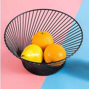 سلة فواكه حديد باللون الأسود – تصميم عصري للتقديم والتخزين