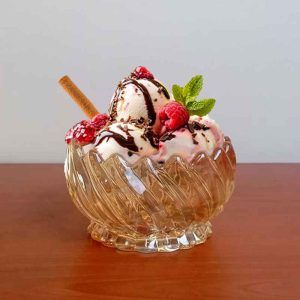 طقم 6 زبادي زجاجي شفاف عسلي اللون