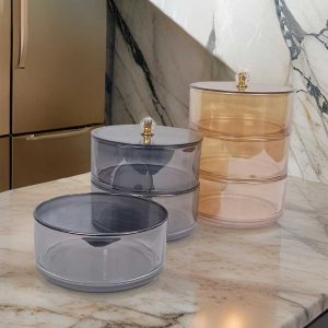 صندوق حلوى كاندي بوكس زجاجي 3 طبقات مع غطاء