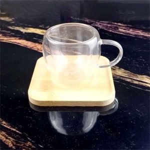 طقم كوستر أكواب مربع خشبي - عدد 2