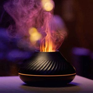 ناشر زيوت عطرية بشكل لهب مع إضاءة ملونة – 130 مل
