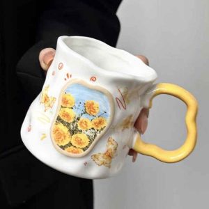 كوب سيراميك مزخرف بالأزهار – تصميم فرنسي أنيق