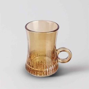 طقم كاسات شاي زجاج عسلي– 12 قطعة