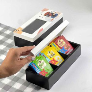 علبة تخزين شاي خشبية أنيقة – 3 أقسام – 10×24 سم