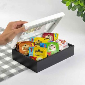 علبة تخزين شاي خشبية أنيقة – 6 أقسام – 24×17 سم