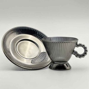 طقم أكواب شاي زجاجية فاخرة بتصميم ملكي– 12 قطعة