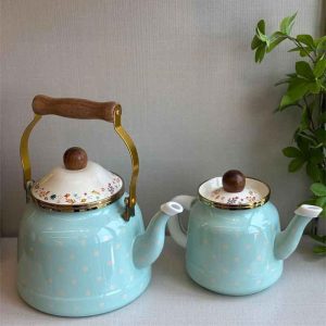 طقم إبريق شاي تركي مطلي بالمينا – 2.5 لتر + 1 لتر