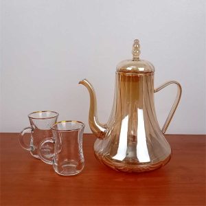 إبريق زجاج حراري بتصميم فلكلوري مع رقبة طويلة
