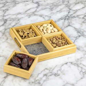 طقم مضايف خشب بقاعدة أكريليك – 5 قطع