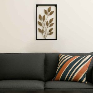 لوحة جدارية معدنية بتصميم أوراق الشجر – ديكور عصري للمنزل