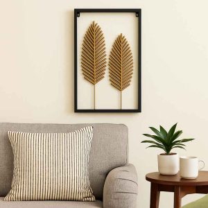 لوحة جدارية معدنية بتصميم سعف النخيل – ديكور عصري للمنزل