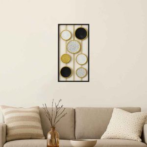 ديكور حائط معدني أسود وذهبي بتصميم عصري – 70×30 سم